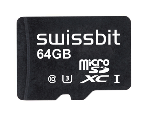 Industrial microSD Card, S-52u, 64 GB, 3D TLC Flash, -40°C to +85°C