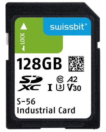 Industrial SD Card, S-56, 128 GB, 3D pSLC Flash, -25°C to +85°C