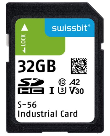 Industrial SD Card, S-56, 32 GB, 3D pSLC Flash, -40°C to +85°C