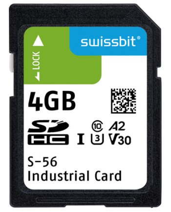 Industrial SD Card, S-56, 4 GB, 3D pSLC Flash, -40°C to +85°C