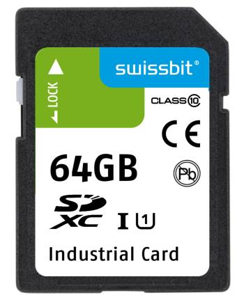 Industrial SD Card, S-56, 64 GB, 3D pSLC Flash, -40°C to +85°C