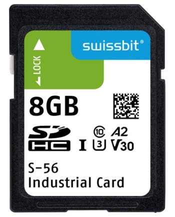Industrial SD Card, S-56, 8 GB, 3D pSLC Flash, -40°C to +85°C