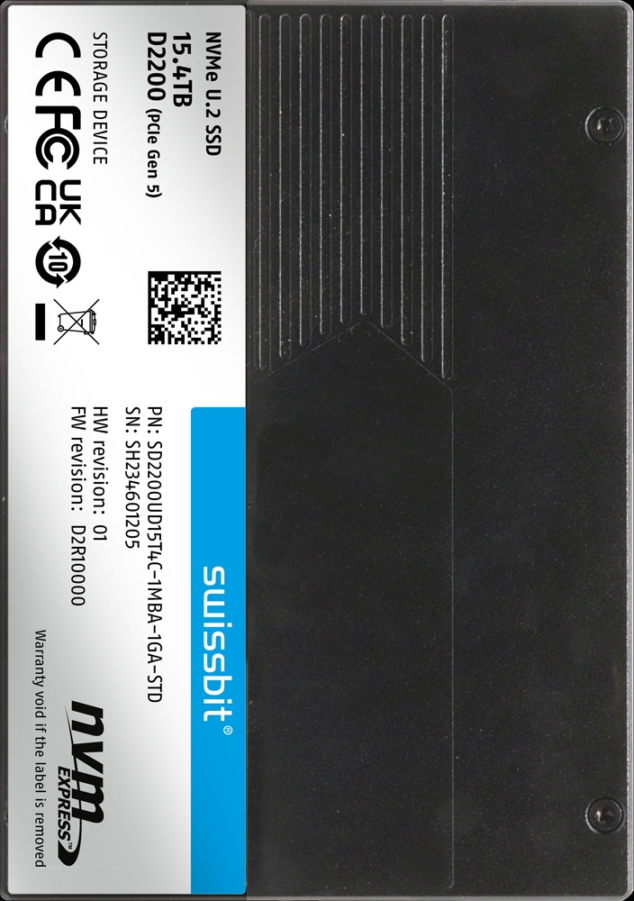 Enterprise PCIe SSD U.2, D2200, 15380 GB, 3D TLC Flash, 0°C to +70°C