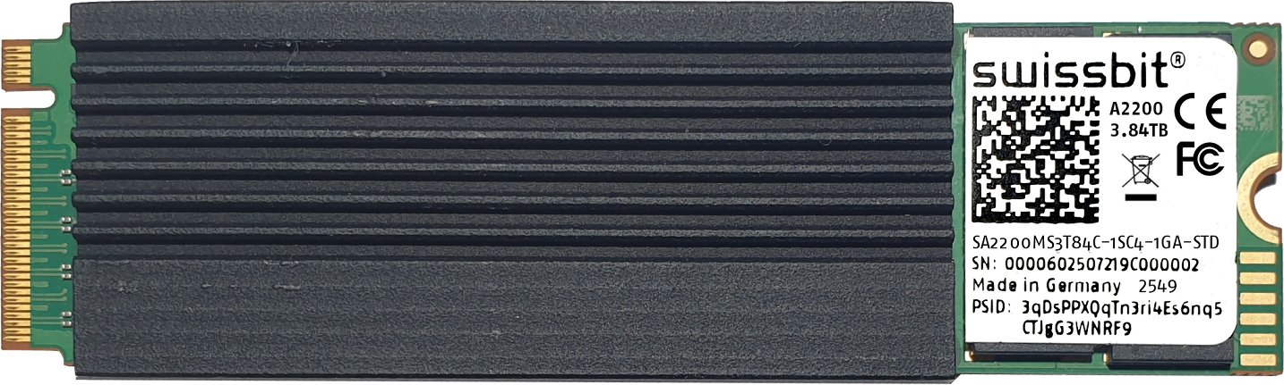Industrial M.2 PCIe SSD, A2200, 1920 GB, 3D TLC Flash, -25°C to +85°C