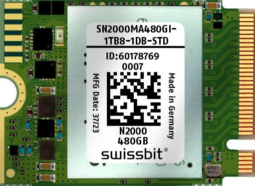 Industrial M.2 PCIe SSD, N2000, 240 GB, 3D TLC Flash, -40°C to +85°C