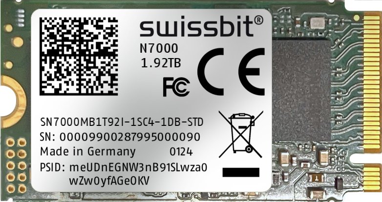 Industrial M.2 PCIe SSD, N7000, 1920 GB, 3D TLC Flash, -40°C to +85°C
