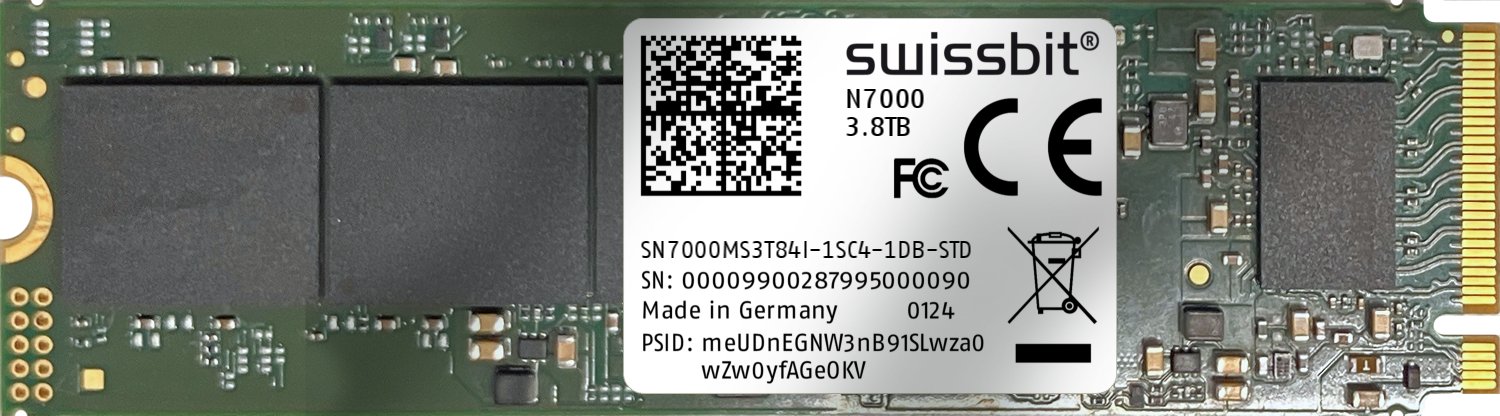 Industrial M.2 PCIe SSD, N7000, 960 GB, 3D TLC Flash, 0°C to +70°C