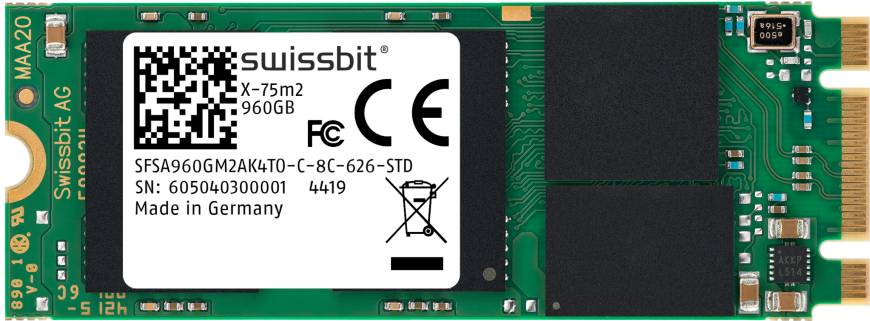 Industrial M.2 SATA SSD, X-60m2 (2260), 240 GB, MLC Flash, 0°C to +70°C