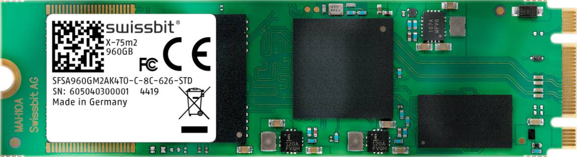 Industrial M.2 SATA SSD, X-78m2 (2280), 64 GB, 3D pSLC Flash, -40°C to +85°C